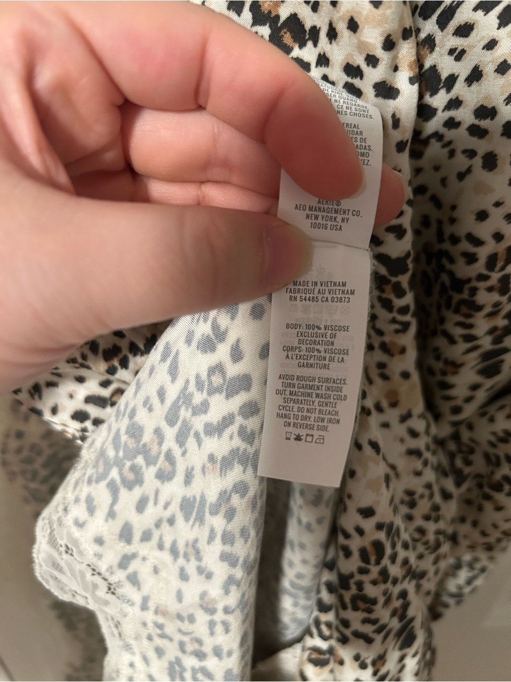 aerie satin slip midi maxi slit lace trim skirt cheetah leopard print cream xl - Picture 7 of 7
